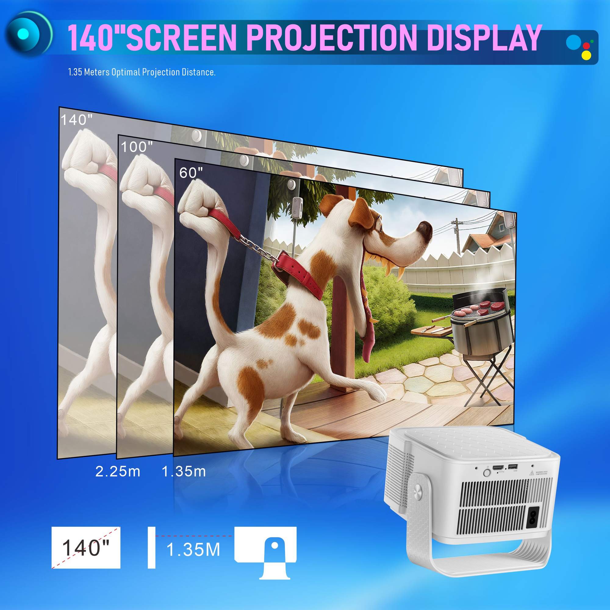 NÖRDIC Projektori Google-sertifioitu 1080p 500 ANSI lumen 2.4/5G WiFi 6 Android 11