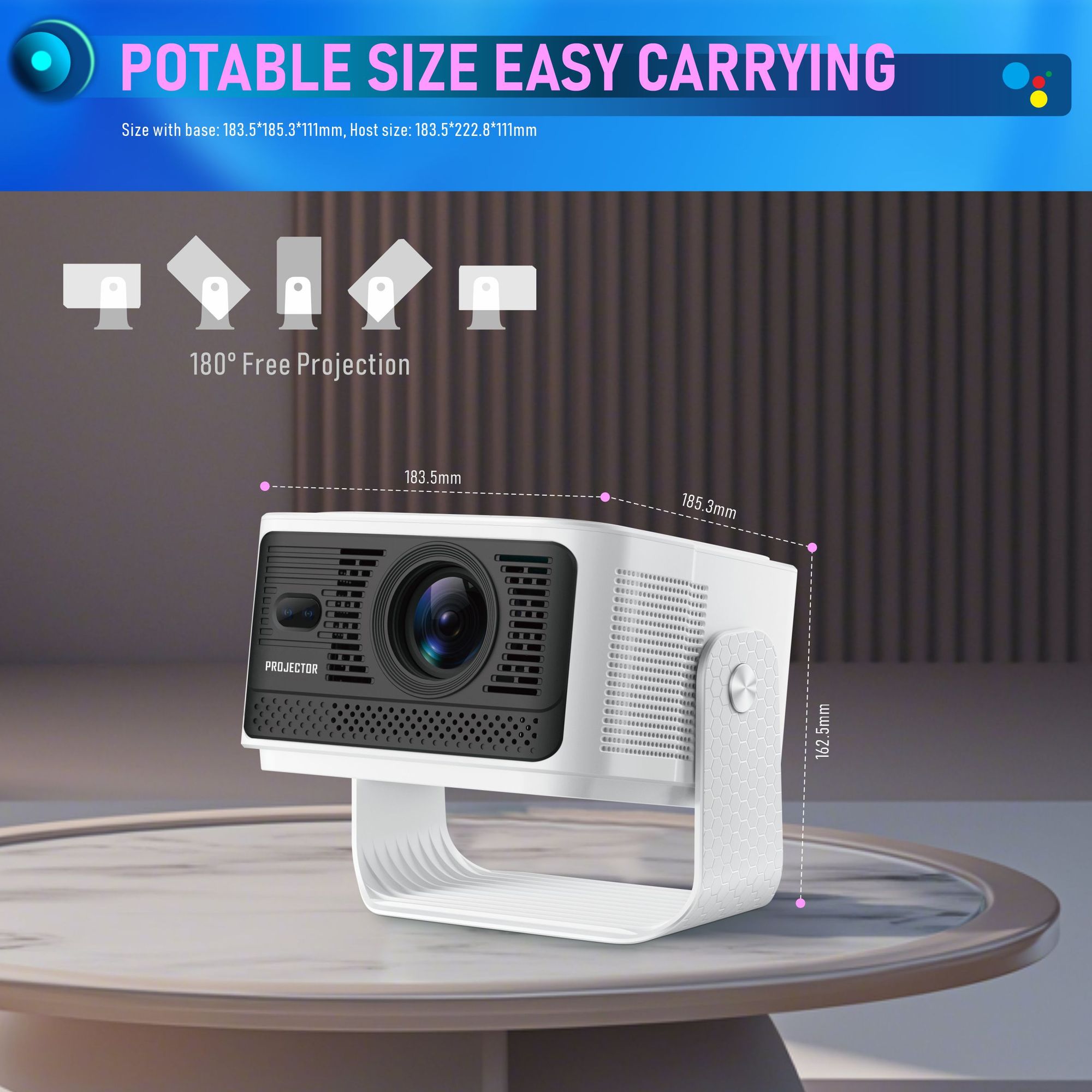 NÖRDIC Projektori Google-sertifioitu 1080p 500 ANSI lumen 2.4/5G WiFi 6 Android 11