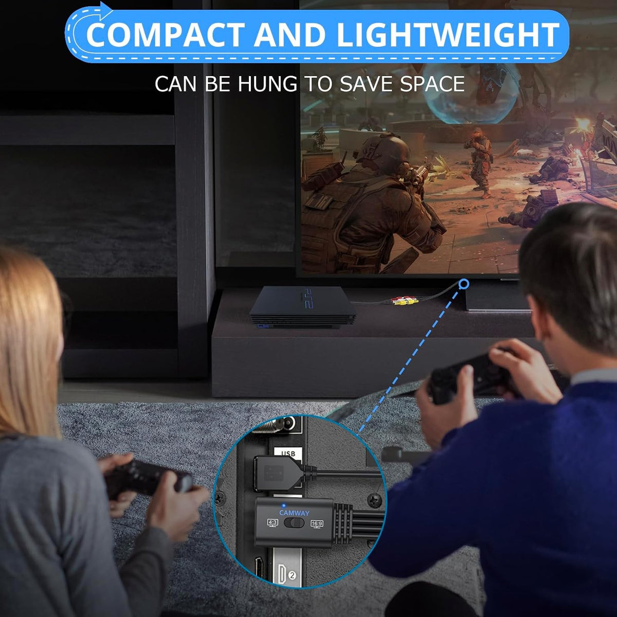 NÖRDIC RCA–HDMI-muunnin 1080P 16:9/4:3 VHS-, VCR- ja DVD-soittimille, Mini Composite CVBS ääni- ja videosovitin, tukee PAL- ja NTSC-järjestelmiä