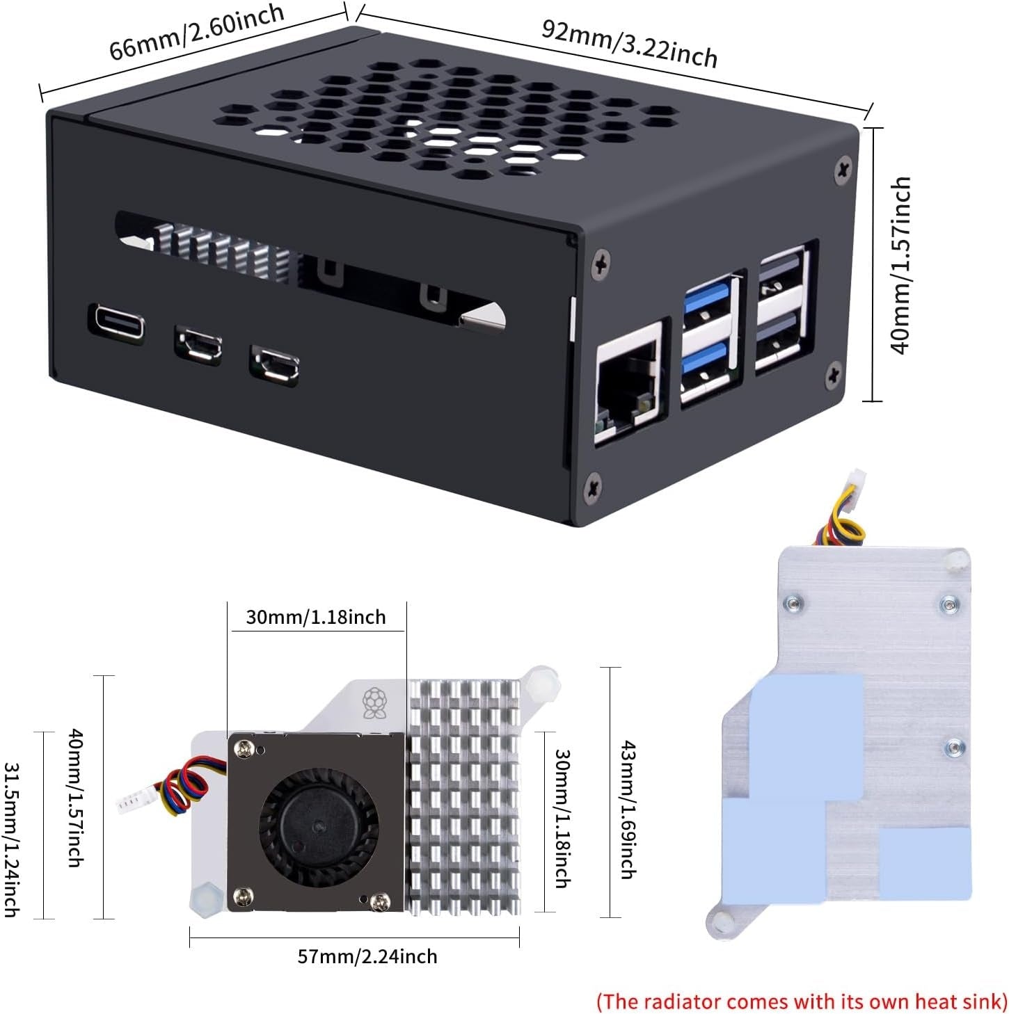 NÖRDIC Raspberry Pi 5 Case with Official Active Cooler, Support PCIe M.2 NVMe SSD