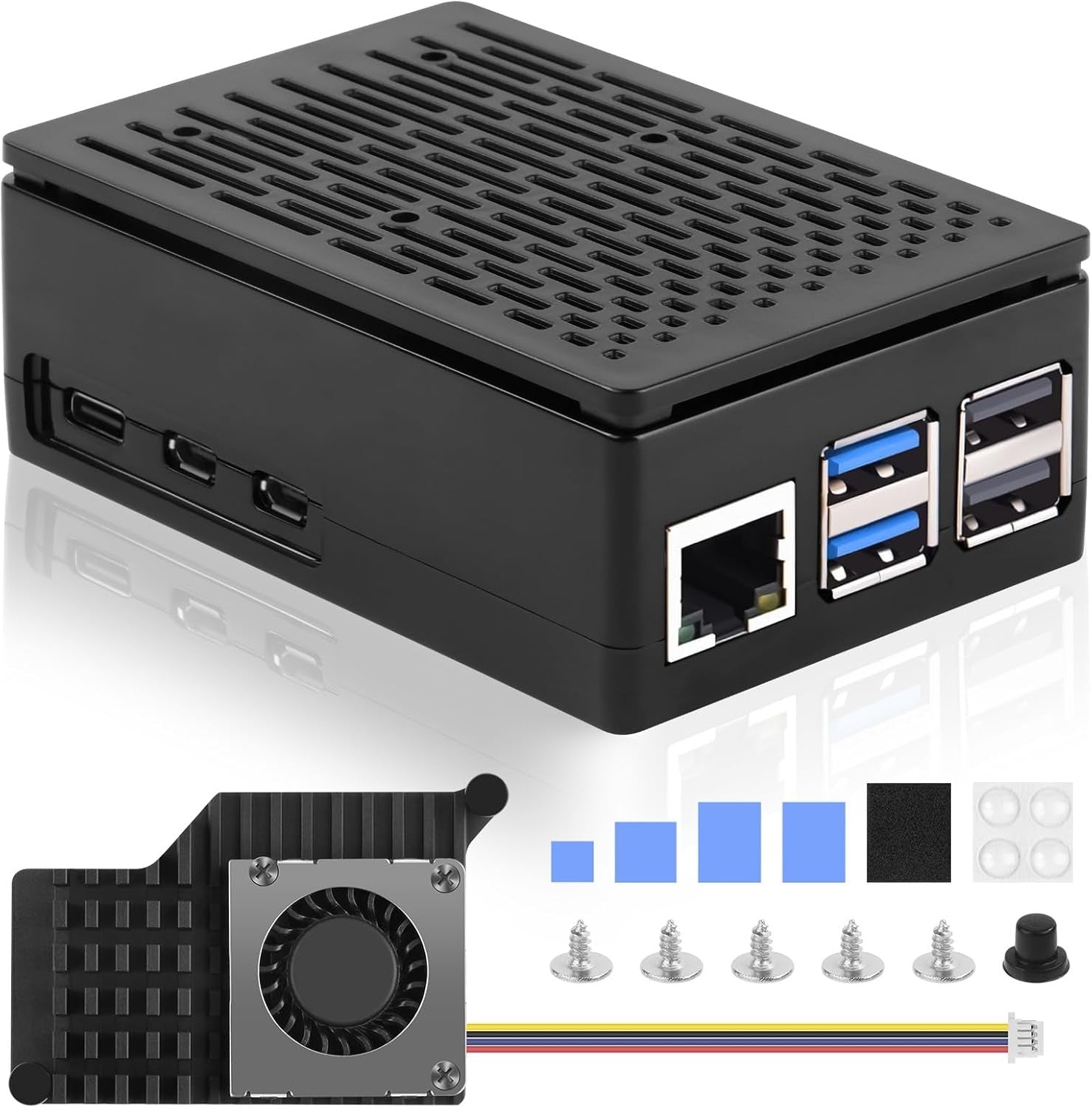 NÖRDIC Raspberry Pi 5 Case, with Official Active Cooler, Support PCIe M.2 NVMe SSD Shield Top, for Raspberry Pi 5 4GB/8GB