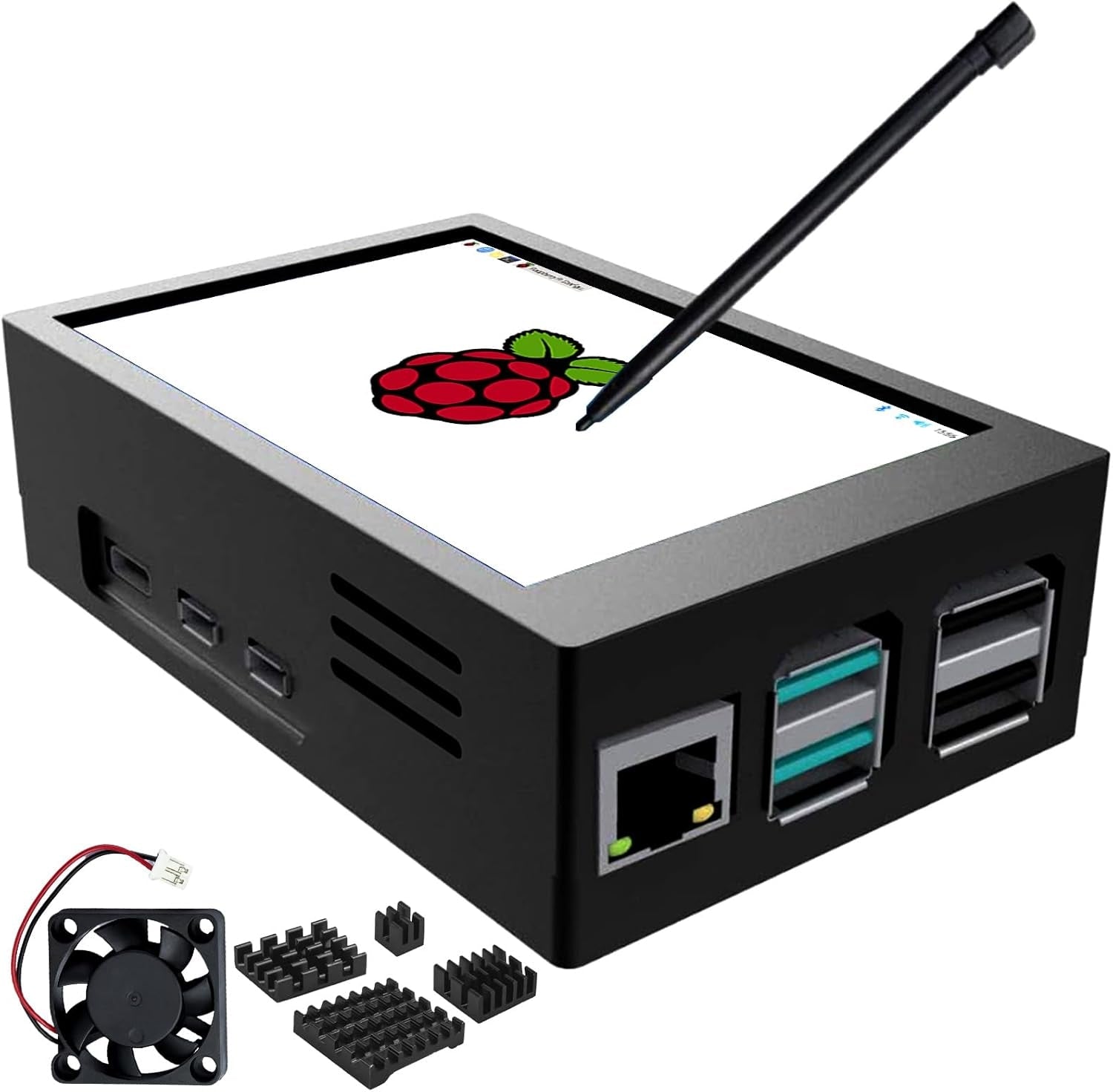 NÖRDICRaspberry Pi Display, 3.5 Inch Touchscreen with Raspberry Pi 5 Case, 480 x 320 TFT LCD 60 FPS Monitor with Mini Fan and Heatsink