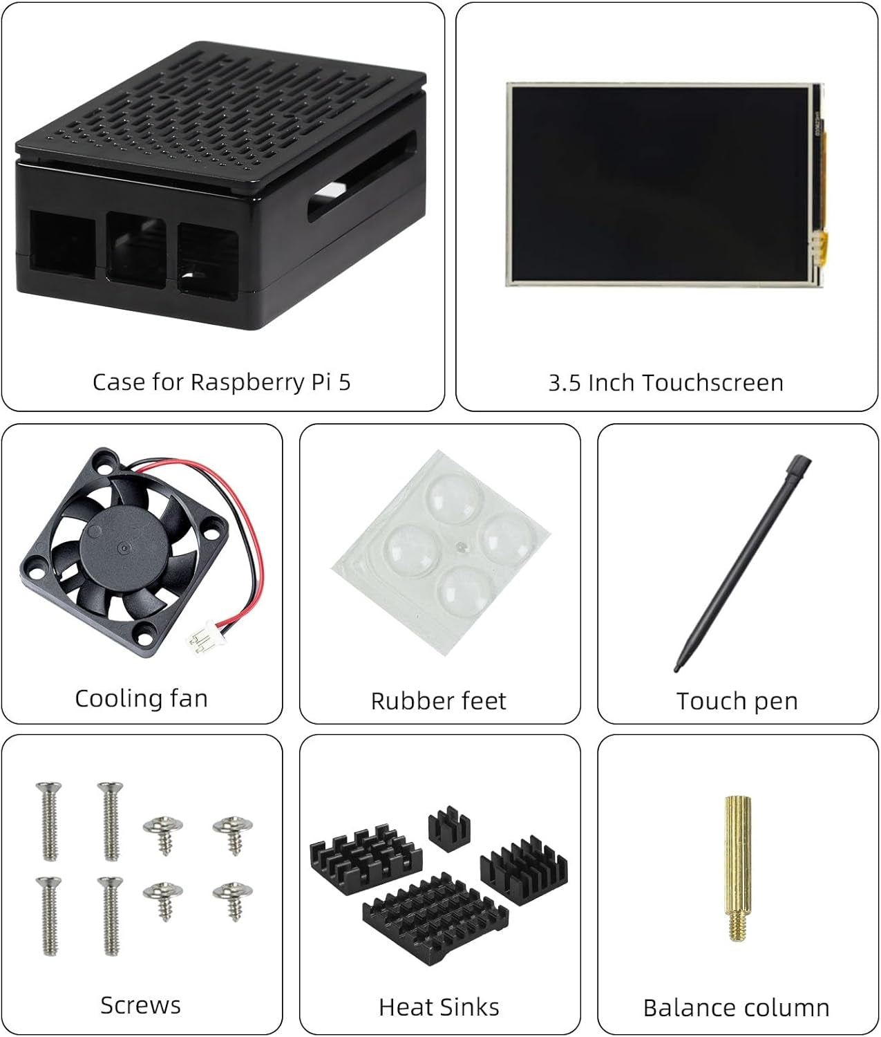 NÖRDICRaspberry Pi Display, 3.5 Inch Touchscreen with Raspberry Pi 5 Case, 480 x 320 TFT LCD 60 FPS Monitor with Mini Fan and Heatsink