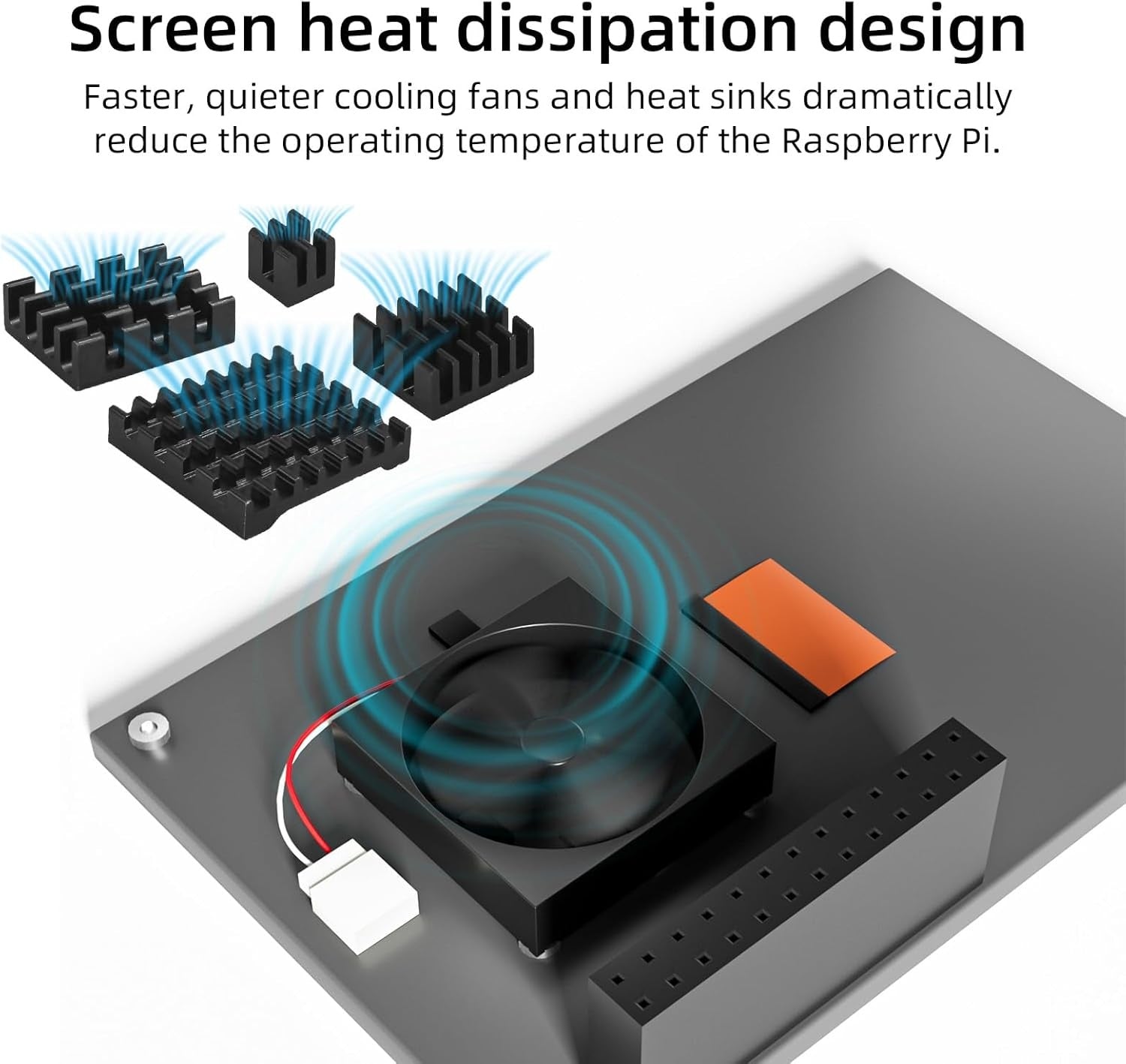 NÖRDICRaspberry Pi Display, 3.5 Inch Touchscreen with Raspberry Pi 5 Case, 480 x 320 TFT LCD 60 FPS Monitor with Mini Fan and Heatsink