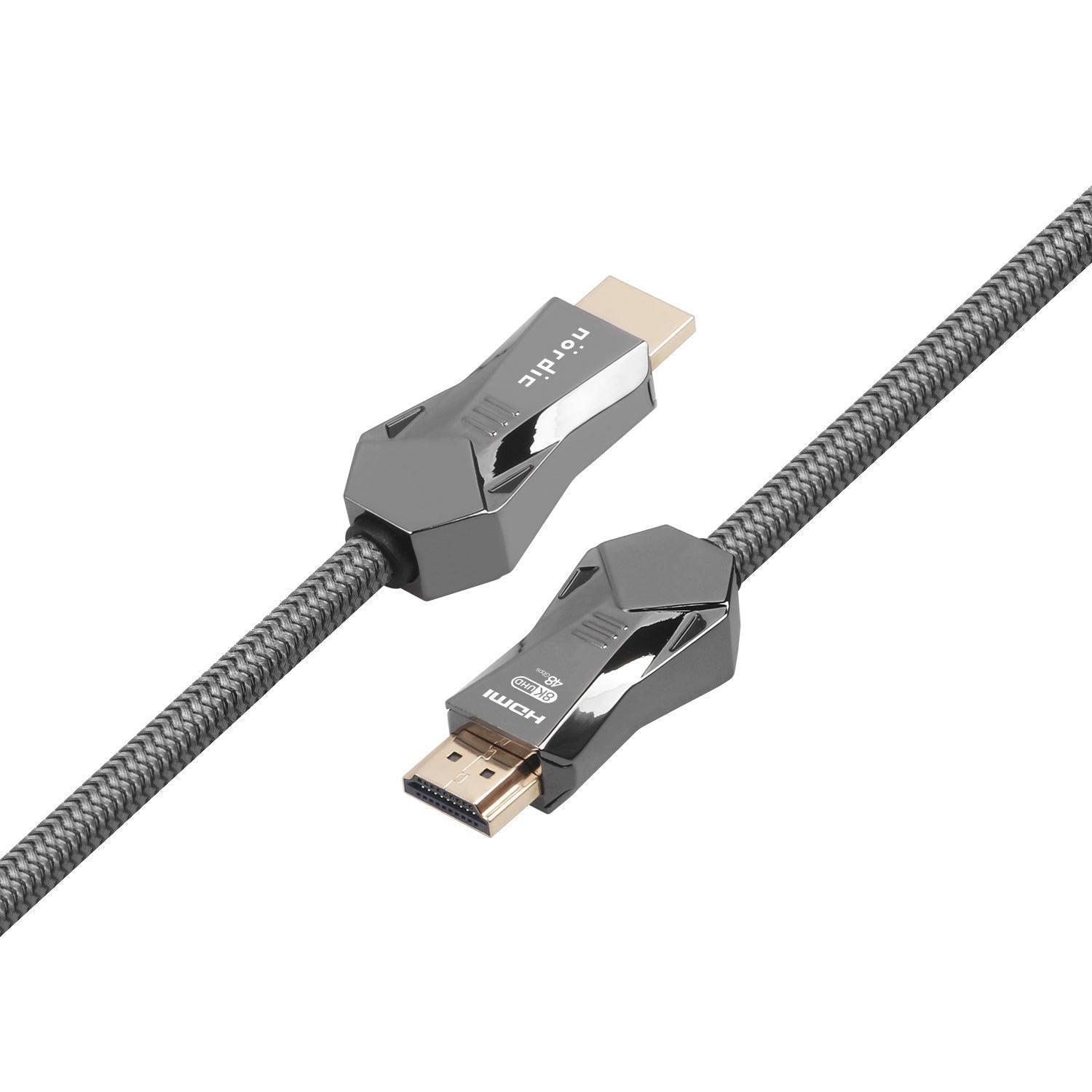 NÖRDIC-SERTIFIOIDUT KAAPELIT 2m Ultra High Speed HDMI 2.1 8K 60Hz 4K 120Hz 48Gbps Dynamic HDR eARC VRR Nylon punottu kaapeli kullattu