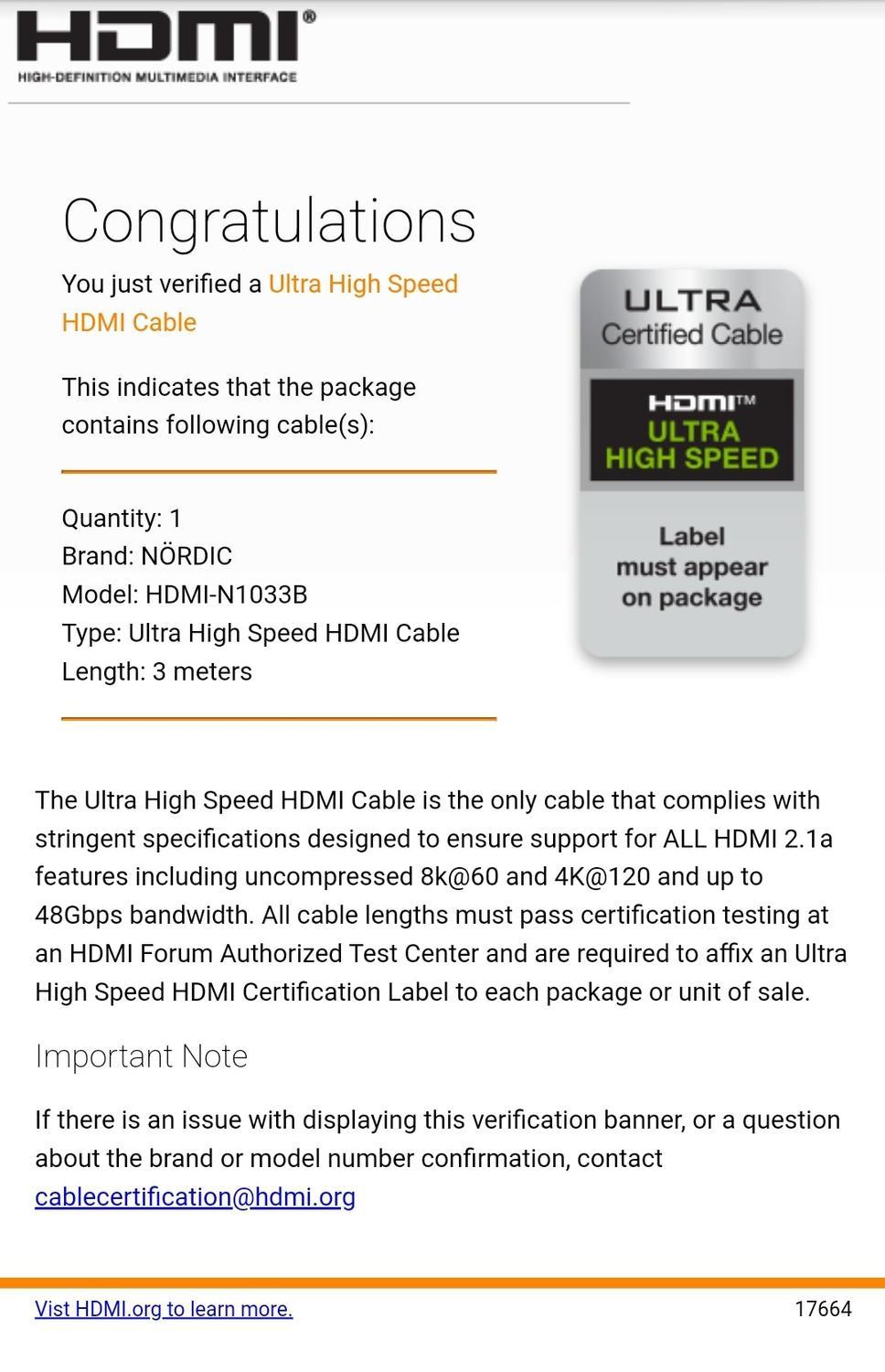 NÖRDIC-SERTIFIOIDUT KAAPELIT 3 m Ultra High Speed HDMI 2.1 8K 60Hz 4K 120Hz 48Gbps Dynamic HDR eARC VRR Nylon punottu kaapeli kullattu