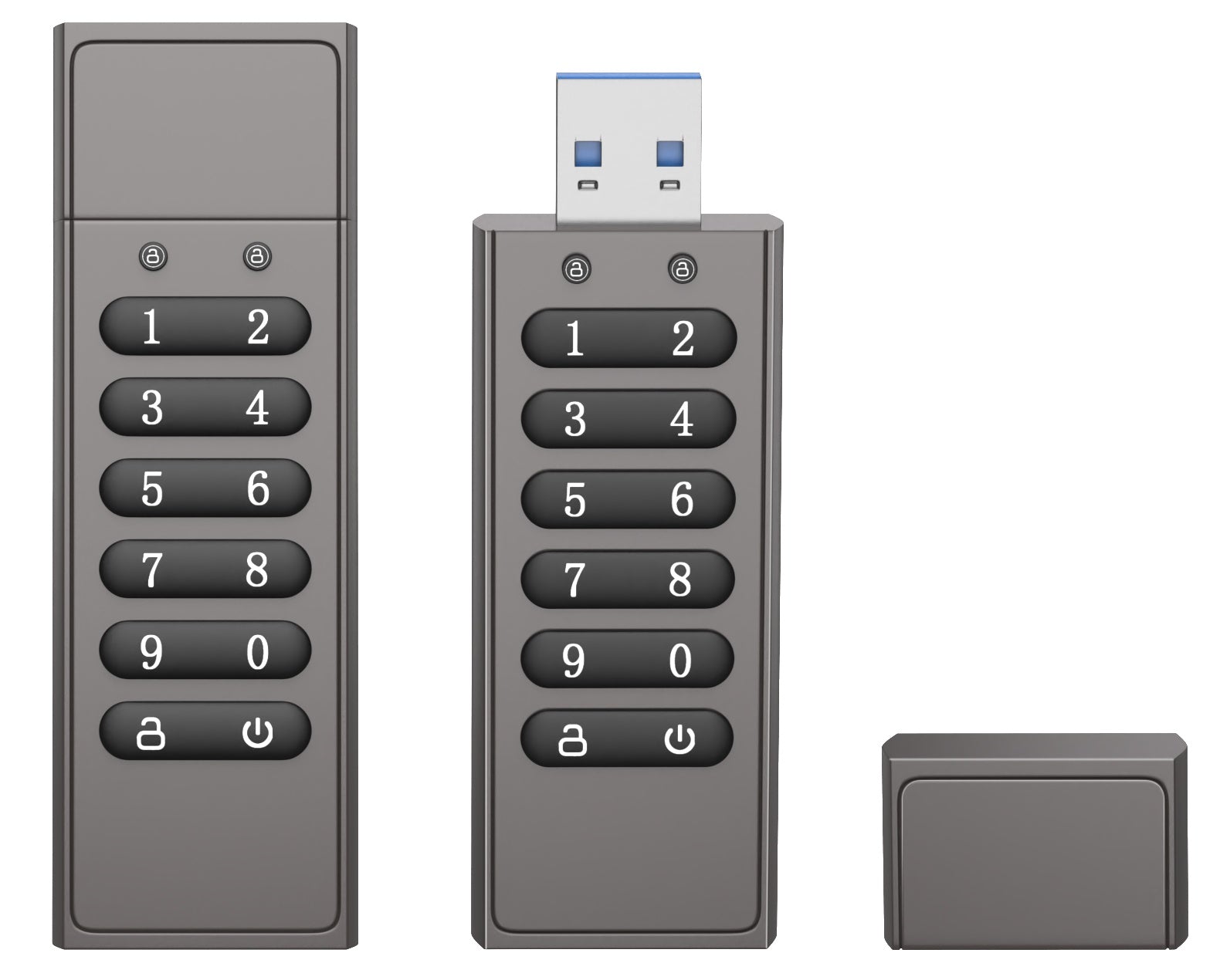 NÖRDIC Turvallinen salattu USB-muisti salasanasuojauksella ja lukolla, AES-256-bittinen, USB 3.0 henkilökohtaiseen suojaamiseen, 256 GB