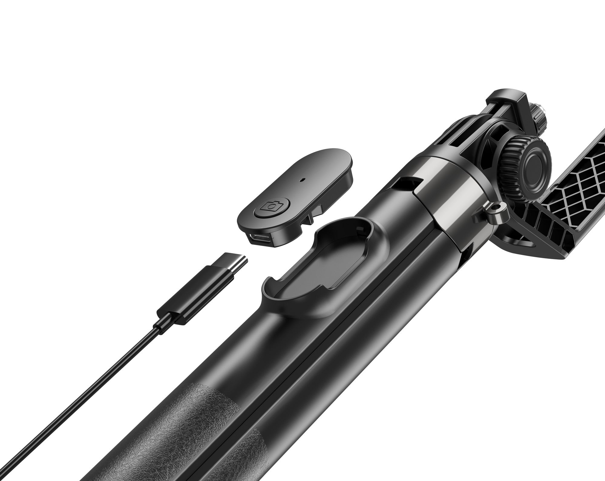 NÖRDIC Selfie-keppi älypuhelimelle suoratoistoon, sähköinen imukuppi, teleskooppinen monopodi Bluetooth-jalustalla