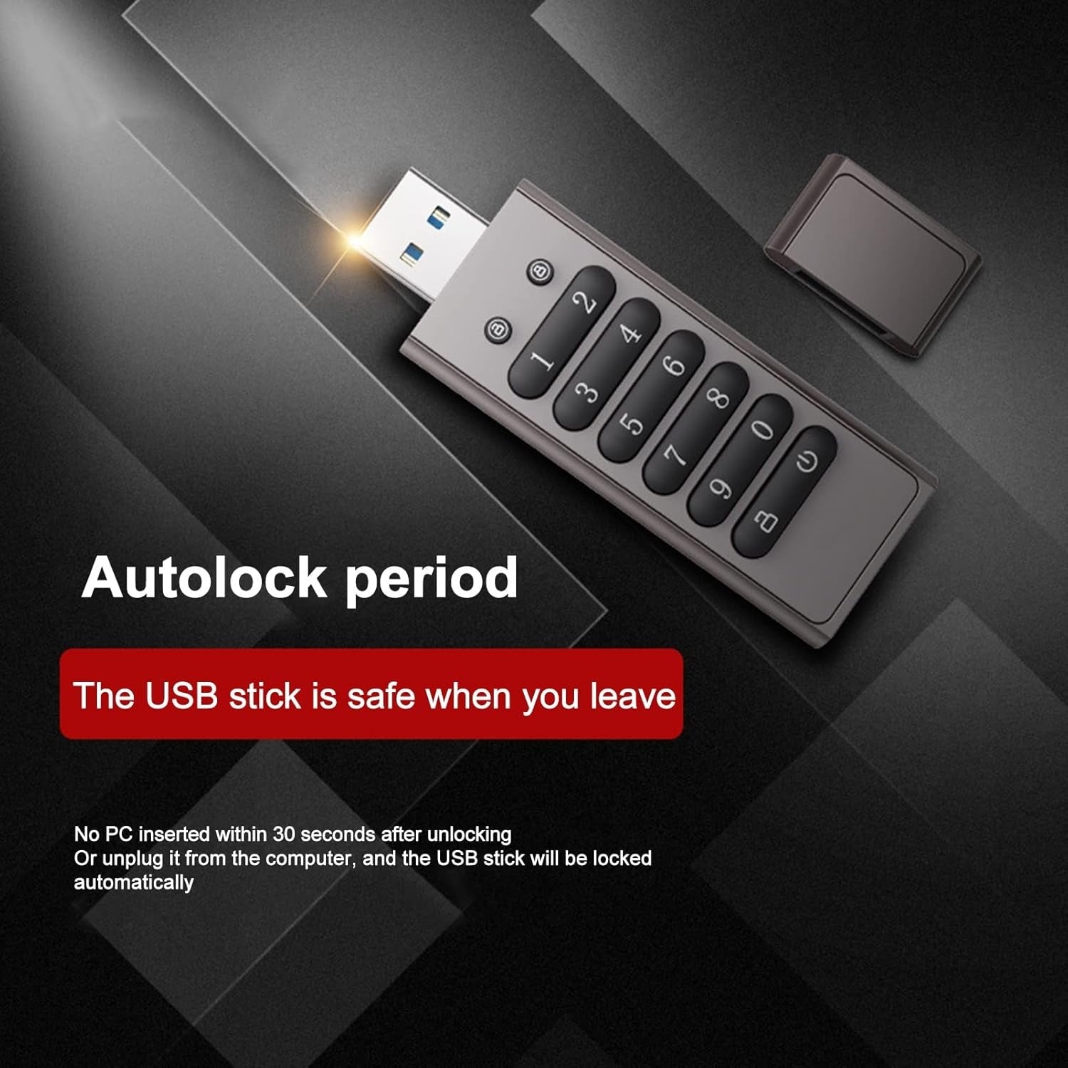 NÖRDIC Turvallinen salattu USB-muisti salasanasuojauksella ja lukittuvalla AES-256-bit, USB-muisti 3.0 henkilökohtaiseen suojaan 128GB