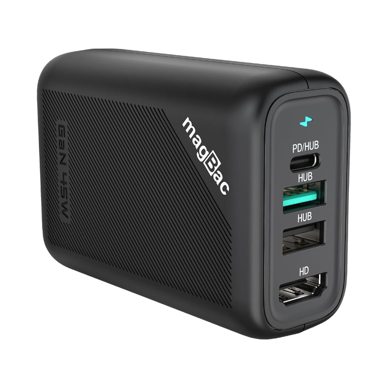 NÖRDIC Telakointiasema 4 porttia 45W GaN pikalataus USB-C HDMI 4K60Hz USB-C 5Gbps