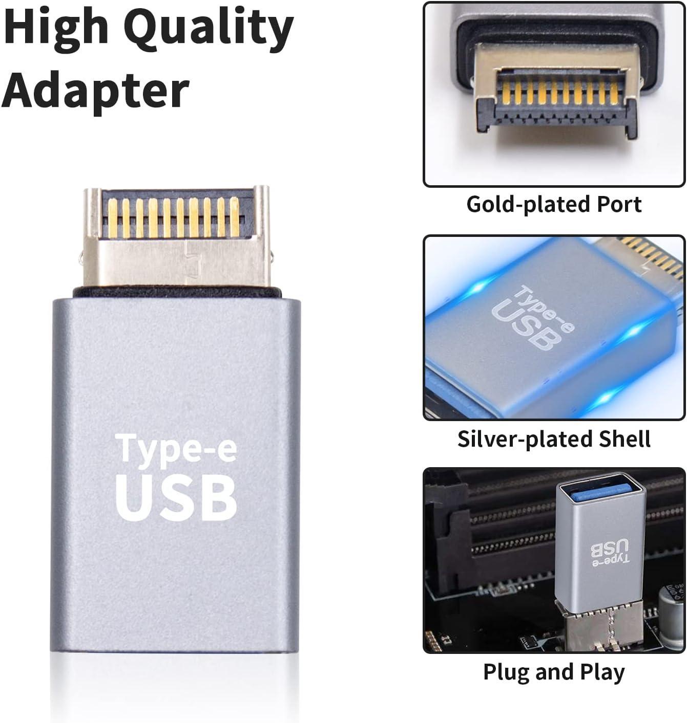 NÖRDIC Type E uros-USB-A naaras etupaneelisovitin 10Gbps USB3.1 Type E emolevyn sovitin