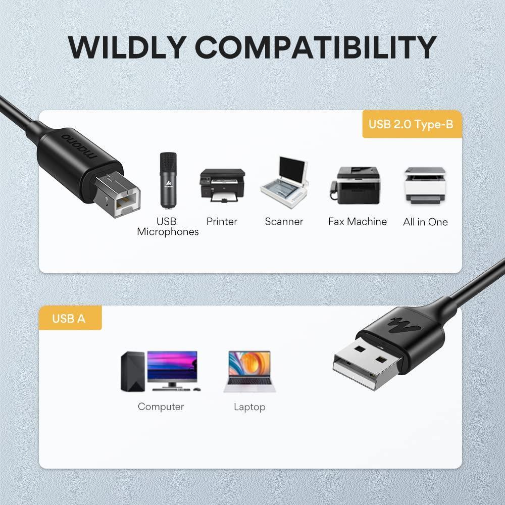 NÖRDIC USB2.0 A-uros-B-uroskaapeli 5m