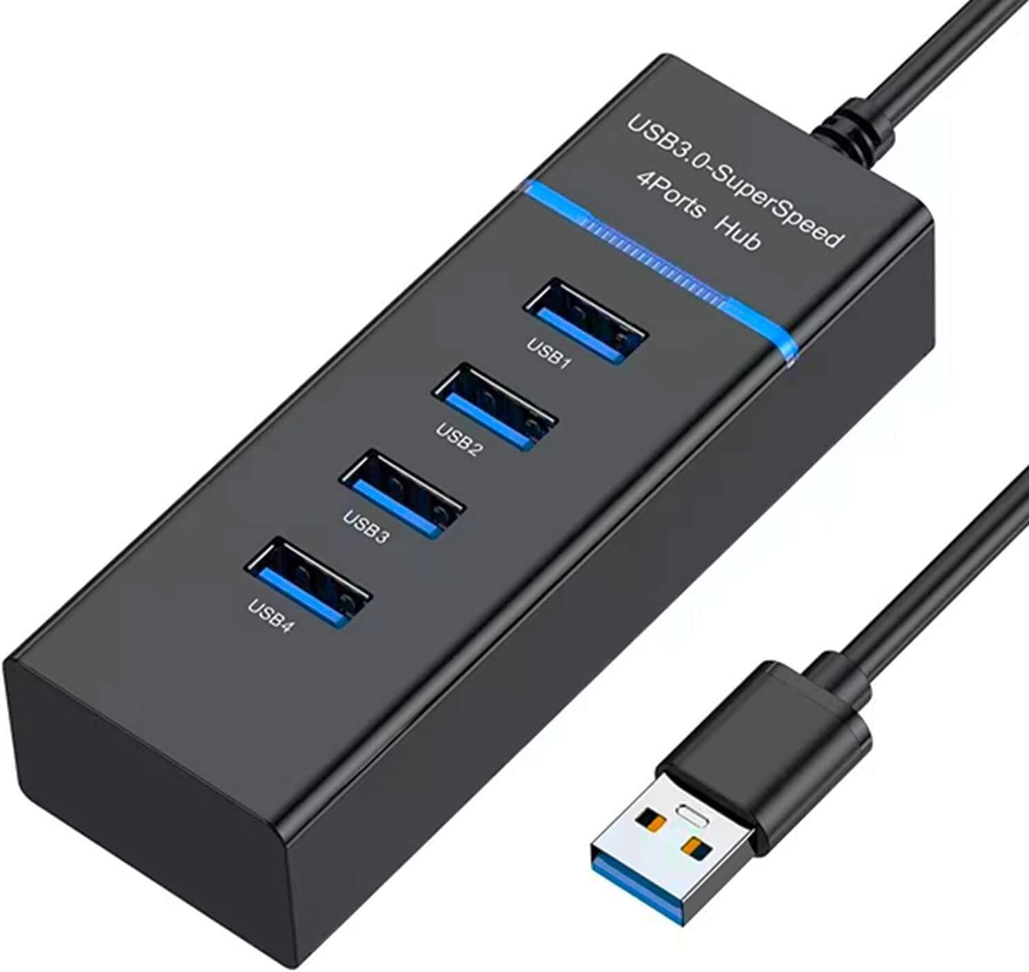 NÖRDIC USB 3.0 4port 5Gbps hub 25cm kaapeli musta