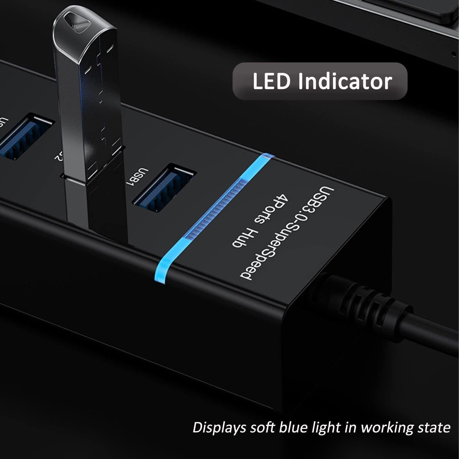 NÖRDIC USB 3.0 4port 5Gbps hub 25cm kaapeli musta