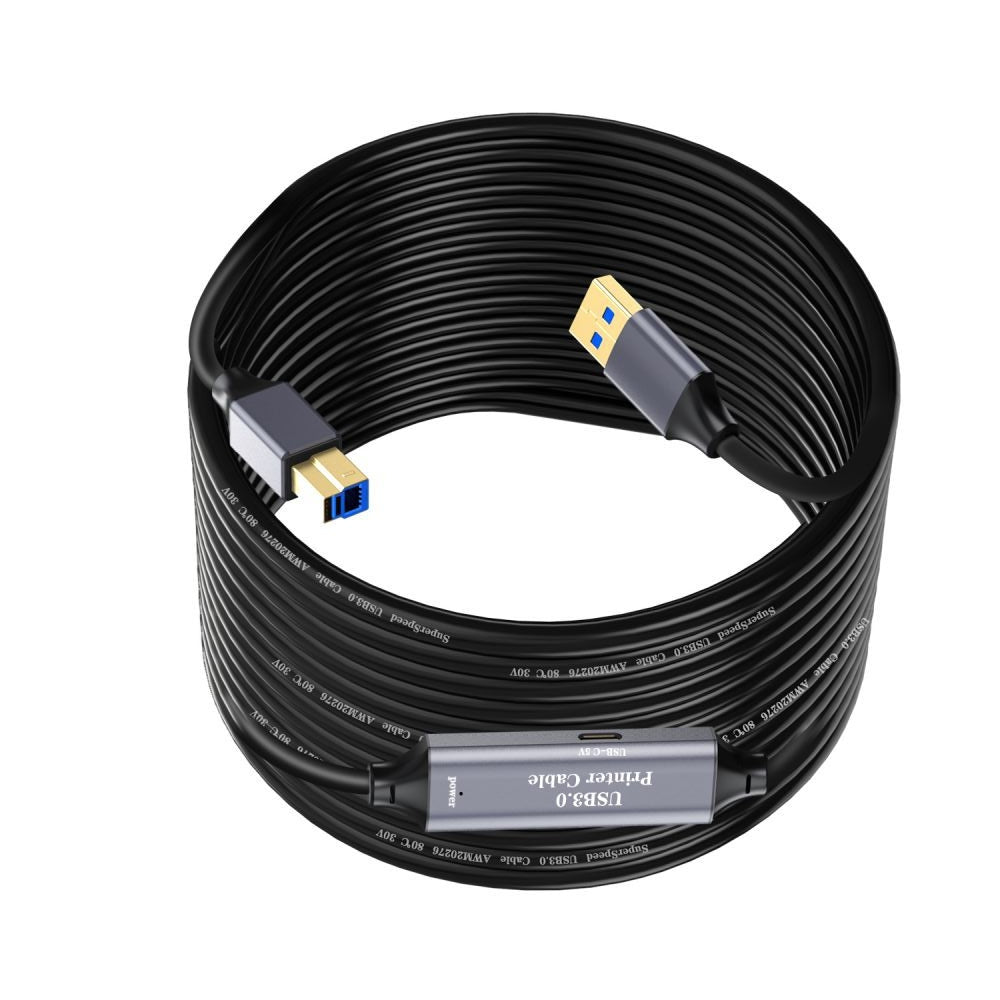 NÖRDIC USB 3.0 Aktiivinen Tulostinkaapeli - 5m USB A USB B 3.0 Yhteensopiva tulostimen, konferenssikameran, telakointiaseman, kiintolevyn ja muiden kanssa