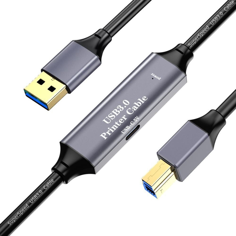 NÖRDIC USB 3.0 Aktiivinen Tulostinkaapeli - 5m USB A USB B 3.0 Yhteensopiva tulostimen, konferenssikameran, telakointiaseman, kiintolevyn ja muiden kanssa
