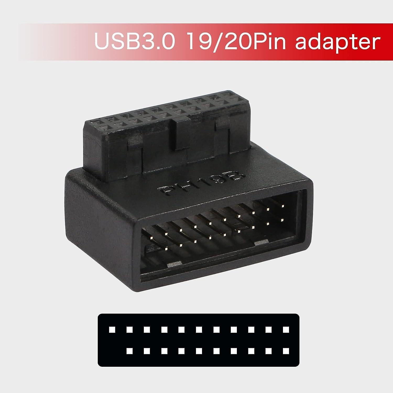 NÖRDIC USB3.0 adapteri 19/20pin kulmassa uros-naaras