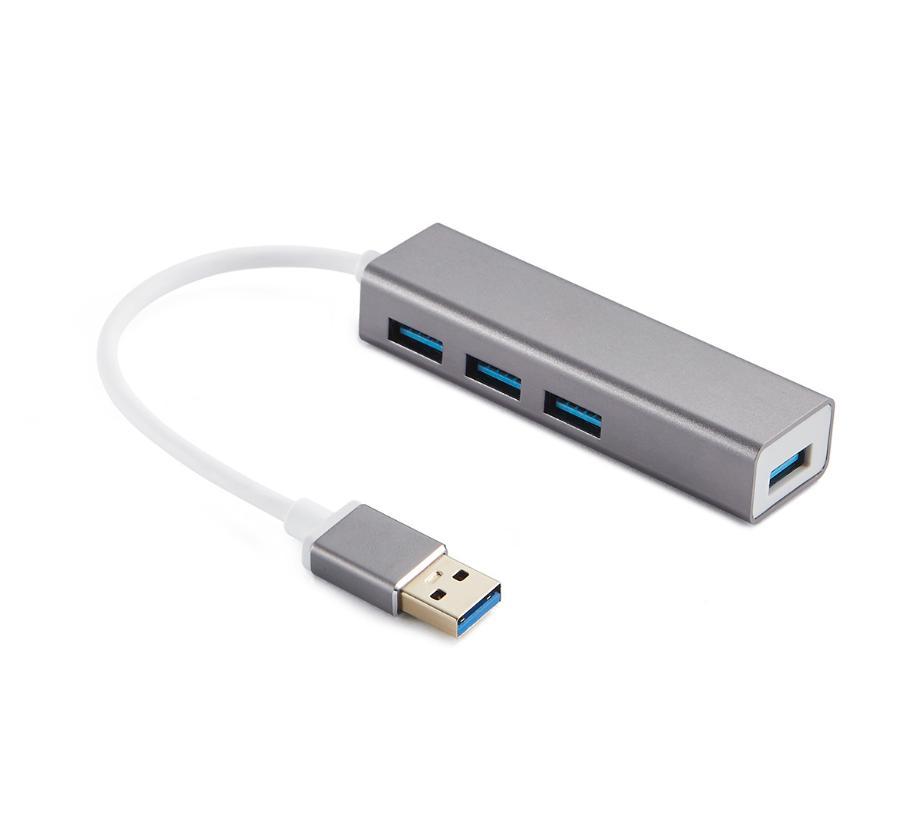 NÖRDIC USB 3.1 4-porttinen 5 Gb/s keskitin, 17 cm alumiinia, Space Grey