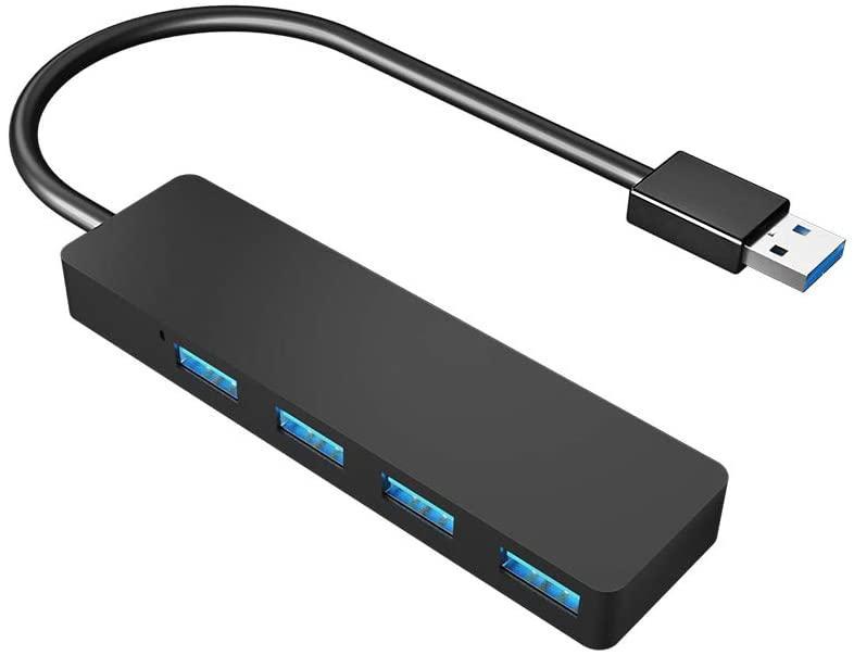 NÖRDIC USB 3.1 4-porttinen 5 Gb/s keskitin, 35cm kaapeli, musta