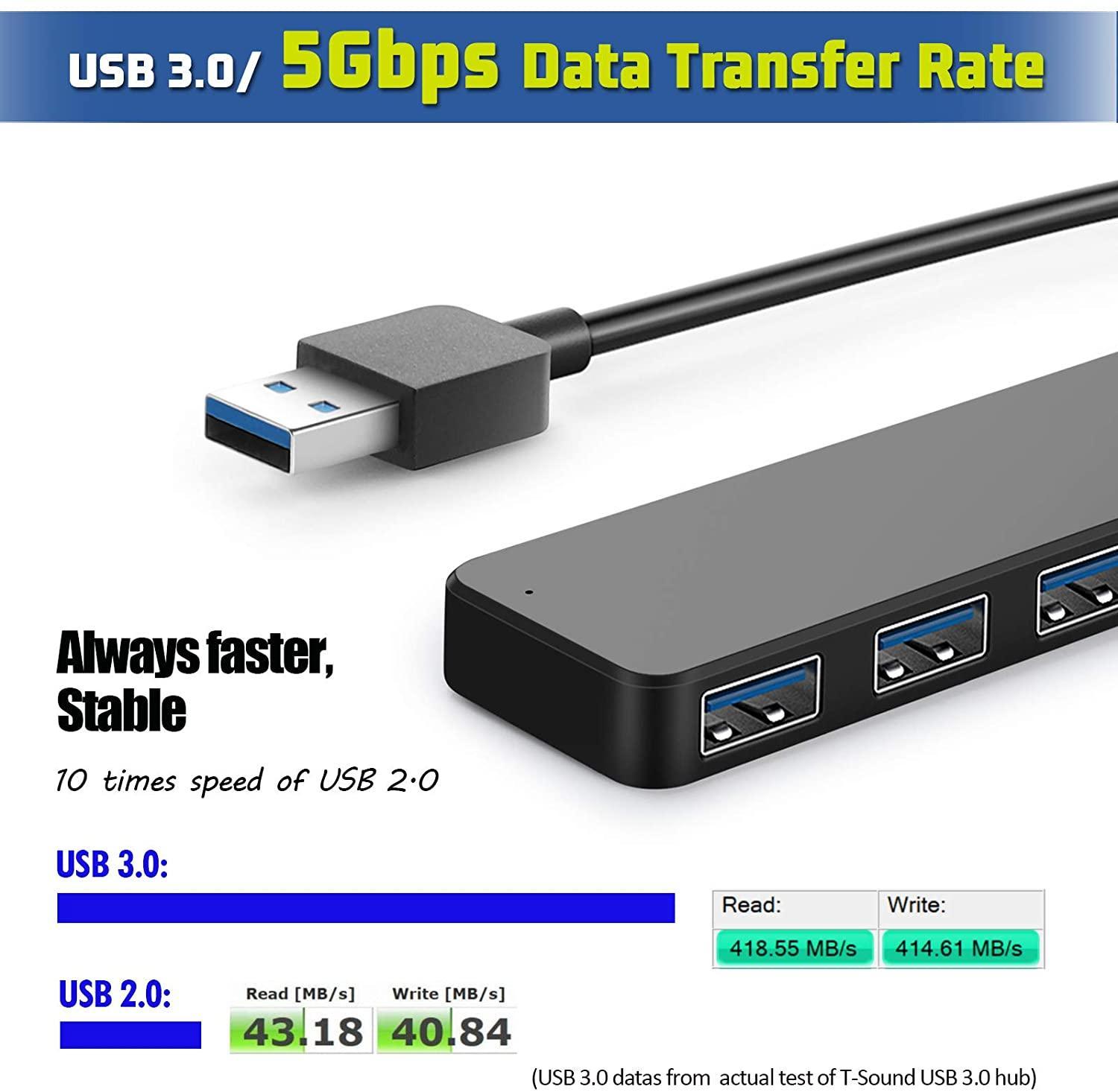 NÖRDIC USB 3.1 4-porttinen 5 Gb/s keskitin, 35cm kaapeli, musta