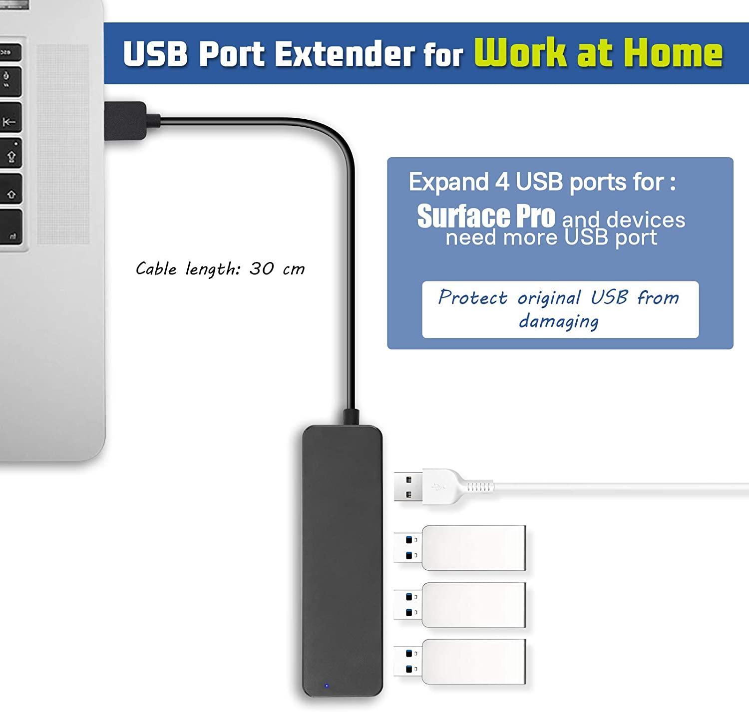 NÖRDIC USB 3.1 4-porttinen 5 Gb/s keskitin, 35cm kaapeli, musta