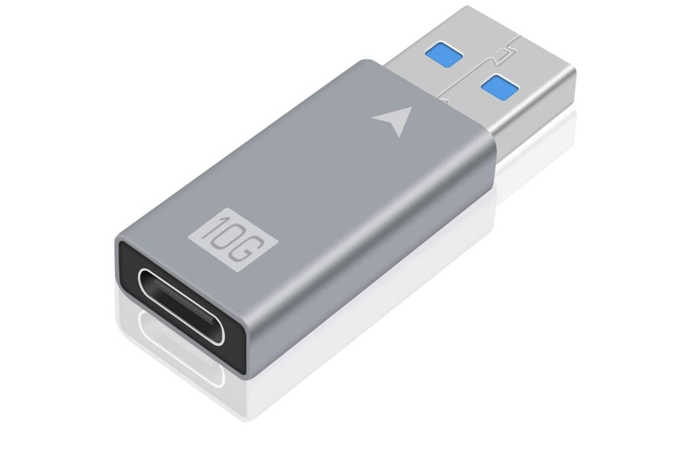 NÖRDIC USB3.2 Gen2 USB-C-USB-A-sovitin 10Gbps metalli hopea