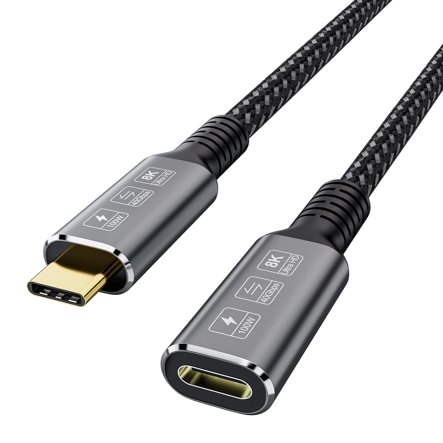 NÖRDIC USB 4 jatkokaapeli 2m 40Gbps 100W 8K60Hz