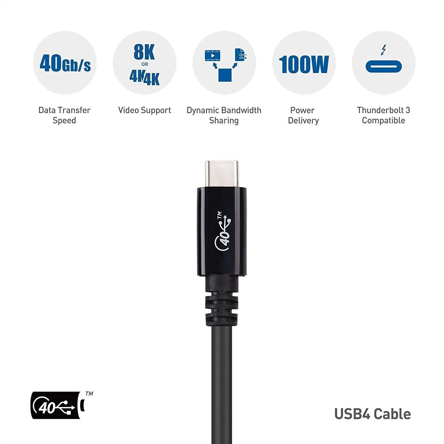 NÖRDIC USB4-kaapeli 25cm 40Gbps data 8K video PD 100W yhteensopiva Thunderbolt 3:n kanssa