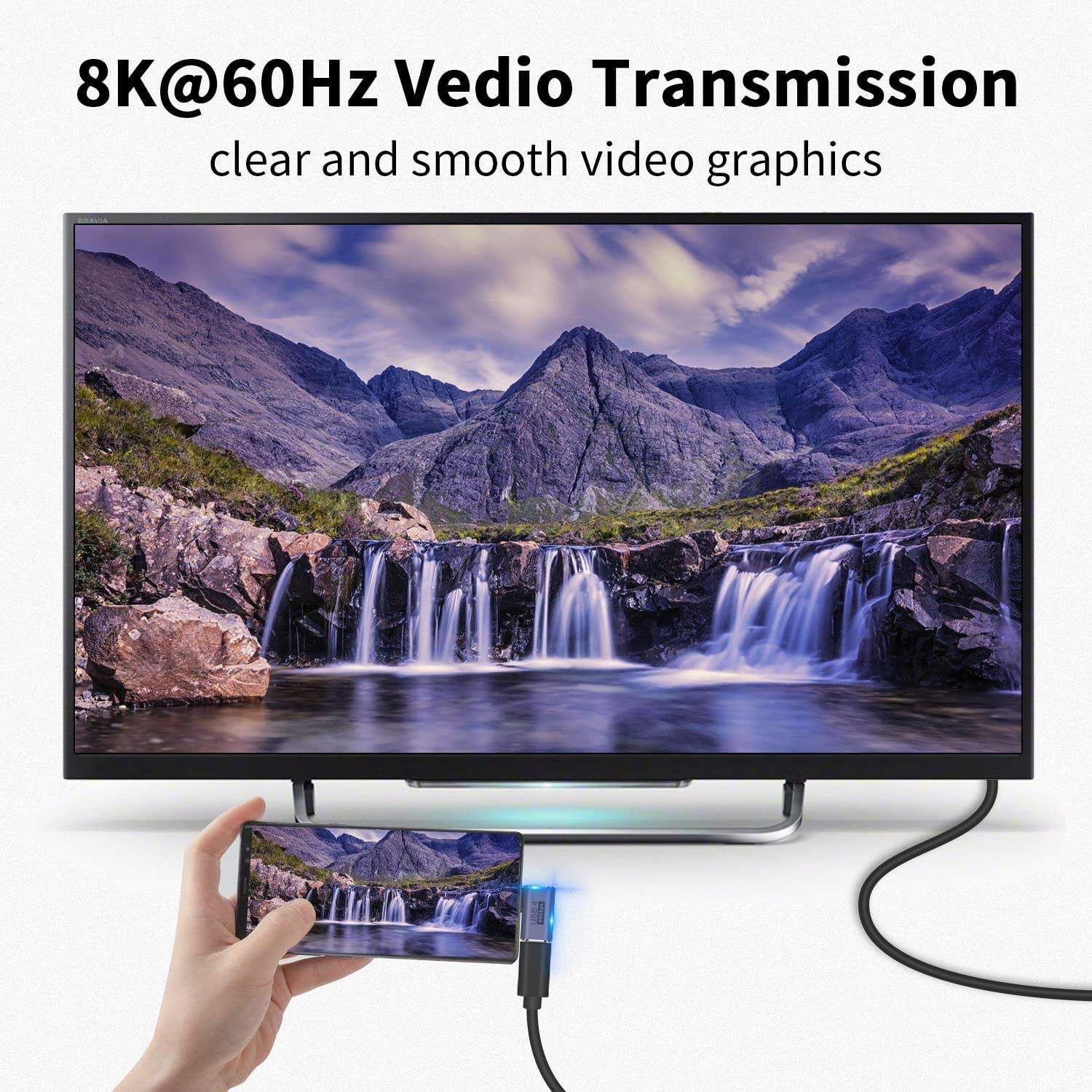 NÖRDIC USB4 kulmikas sovitin uros-naaras 40G 8K30Hz PD100W