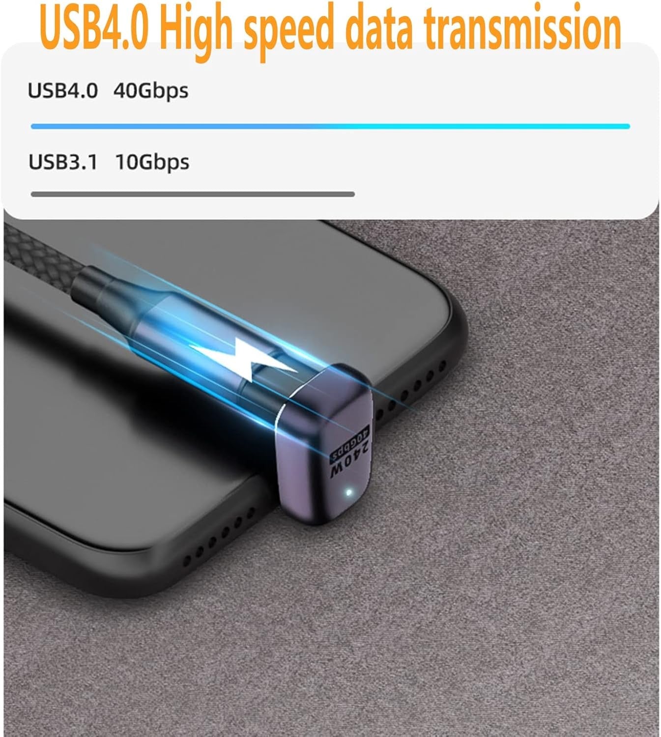 NÖRDIC USB4 kulmikas sovitin uros-naaras 40G 8K60Hz PD100W