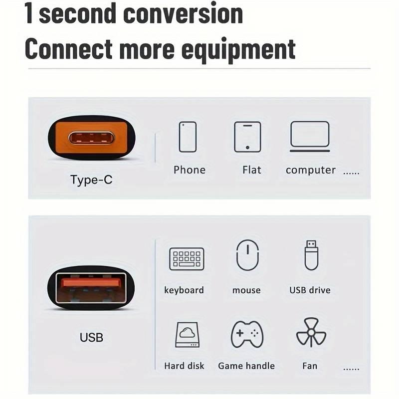 NÖRDIC USB-A 3.1 OTG naaras-USB C-urossovitin, USB-C-sovitin synkronointia ja latausta varten, alumiini oranssi