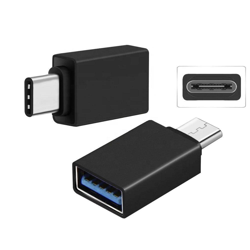 NÖRDIC USB A 3.0 OTG naaras–USB C uros -sovitin, metallinmusta