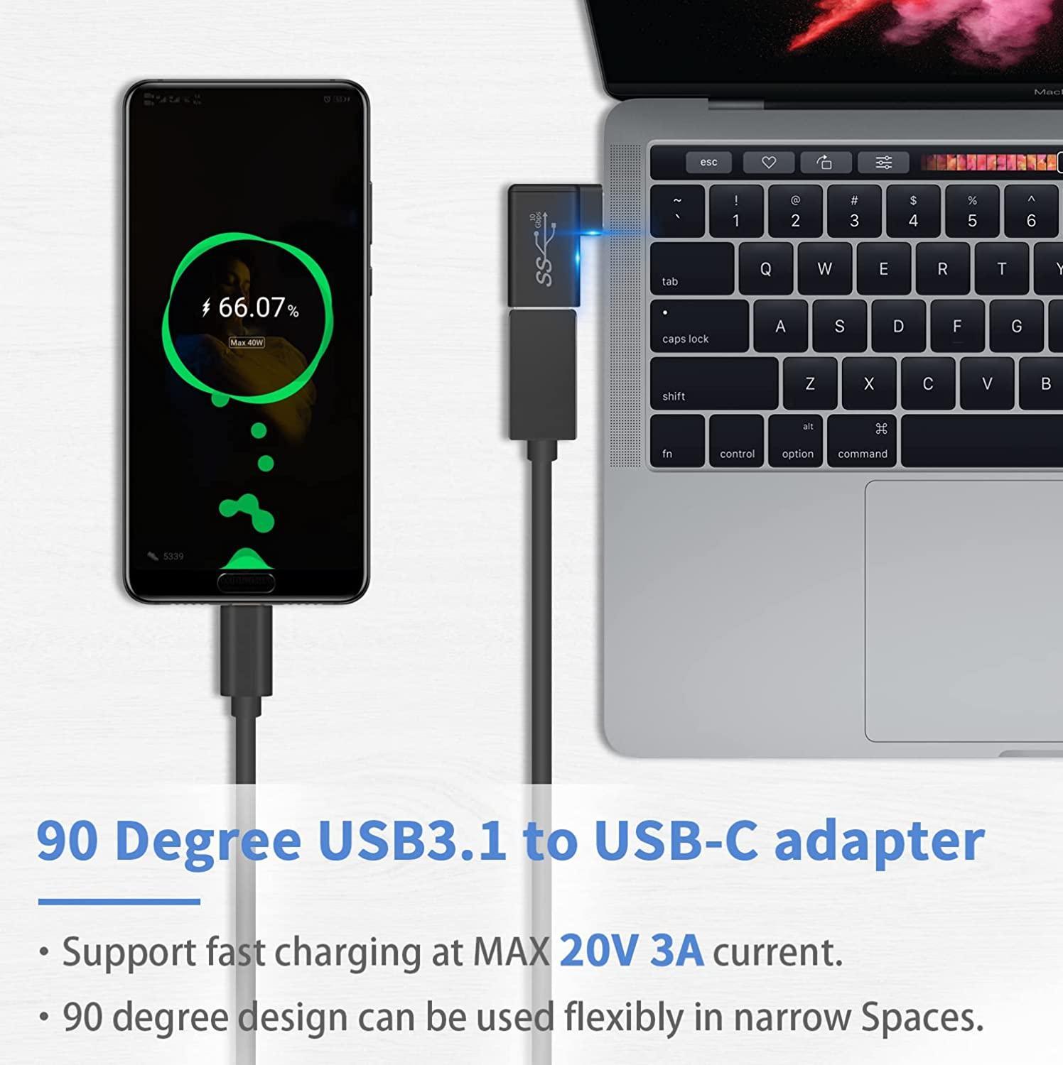 NÖRDIC USB-A 3.1 OTG naaras - USB C -uros kulmasovitin 5Gbps Alumiininen synkronointi ja lataus OTG USB-C sovitin