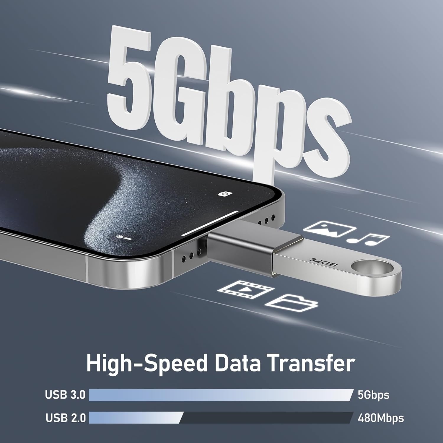 NÖRDIC USB-A 3.1 OTG naaras - USB C -urossovitin tietojen synkronointi ja lataus alumiini Space Grey