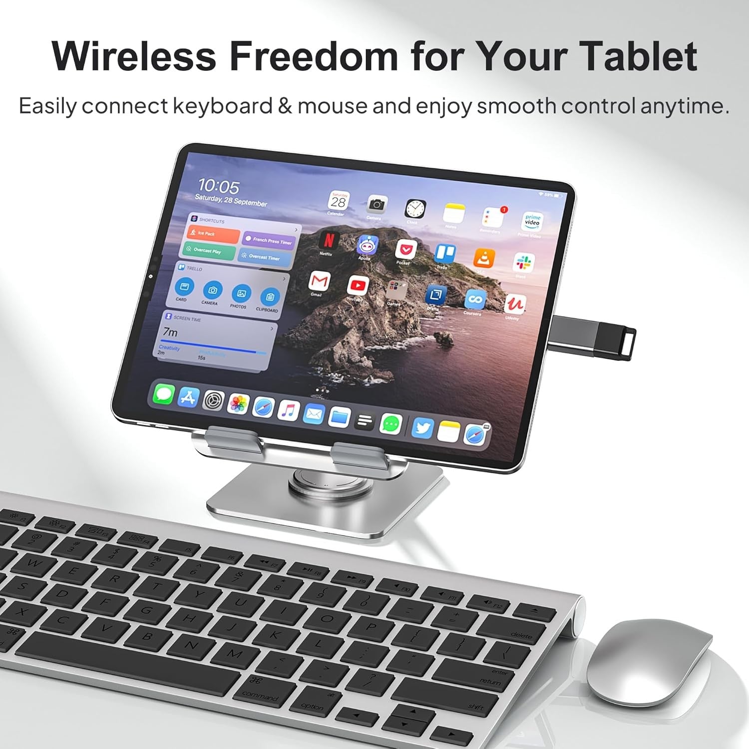 NÖRDIC USB-A 3.1 OTG naaras - USB C -urossovitin tietojen synkronointi ja lataus alumiini Space Grey