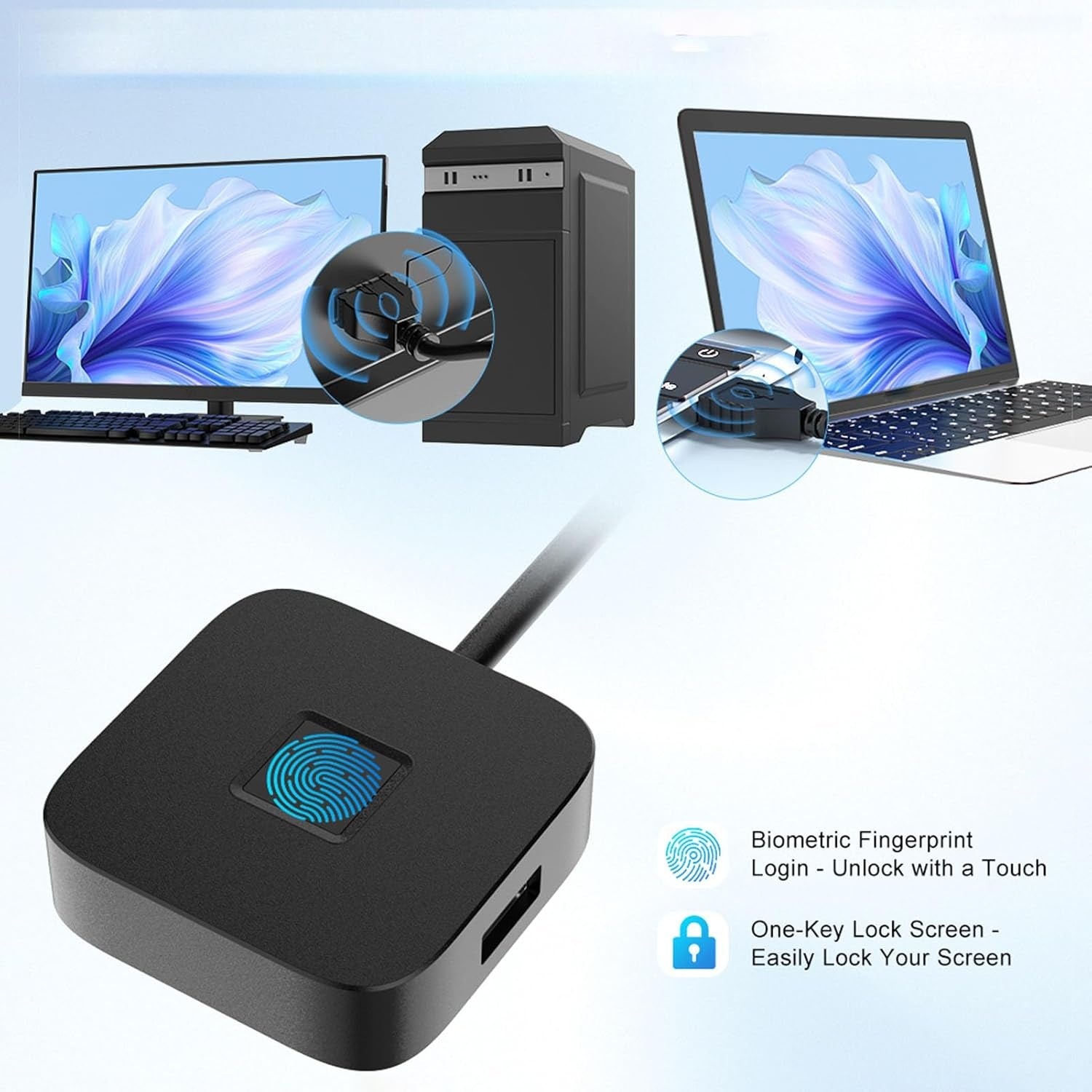 NÖRDIC USB A+C Fingerprint Reader Support for Wins 10 11 Fast Matching Biometric Fingerprint Scanner