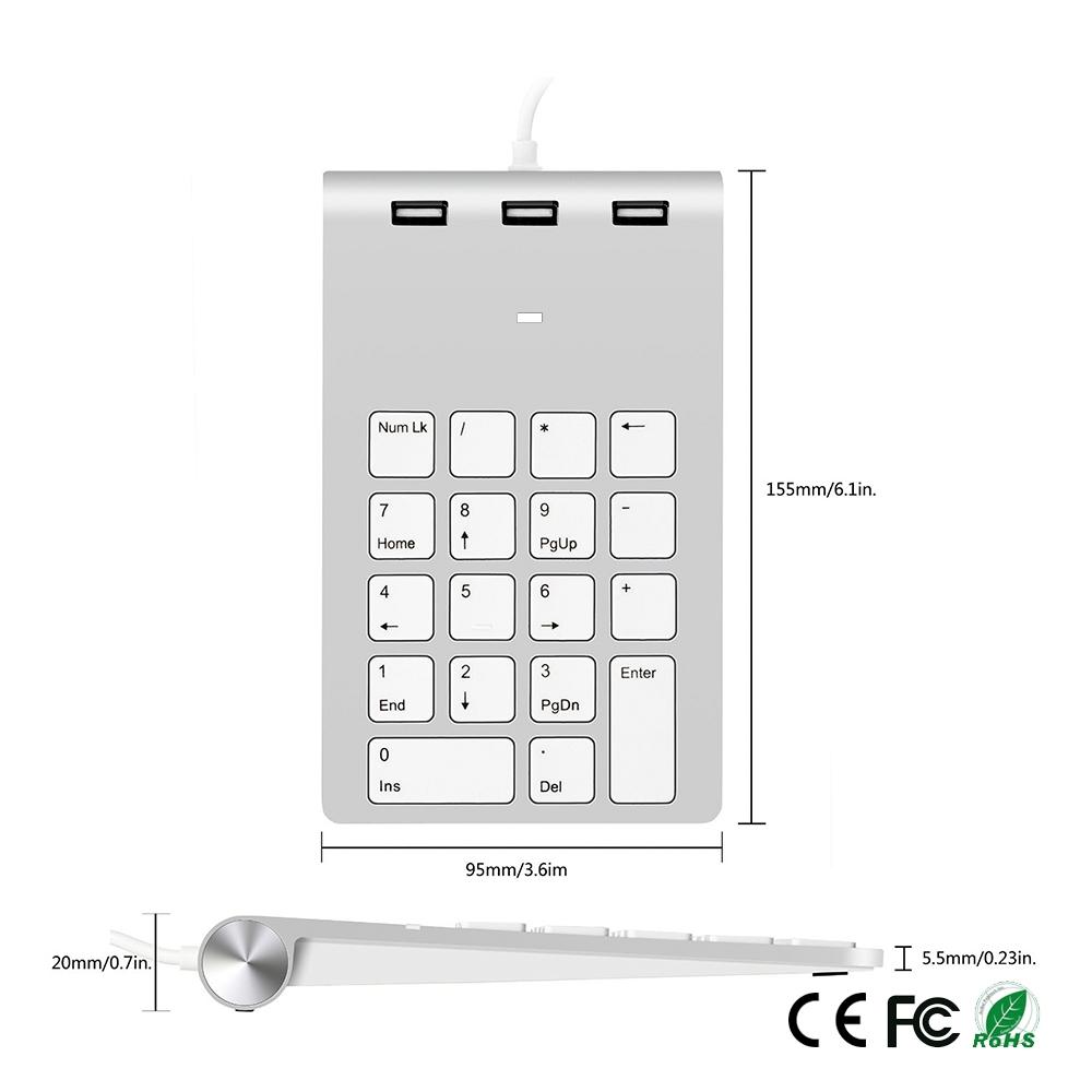 NÖRDIC USB-näppäimistö ja 3xUSB Hub 18 -näppäintä