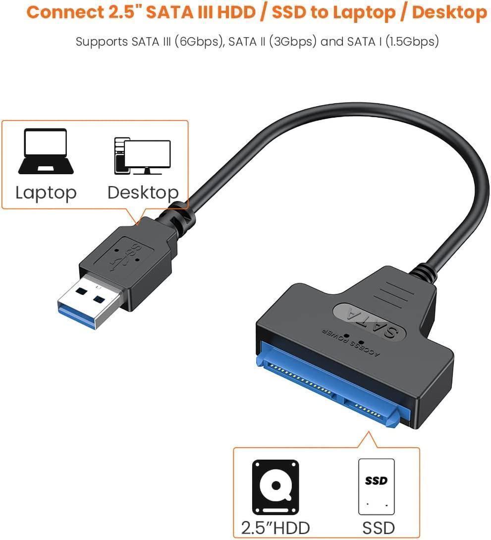 NÖRDIC USB-A–SATA-sovitin 2.5 SATA III HDD 5Gbps