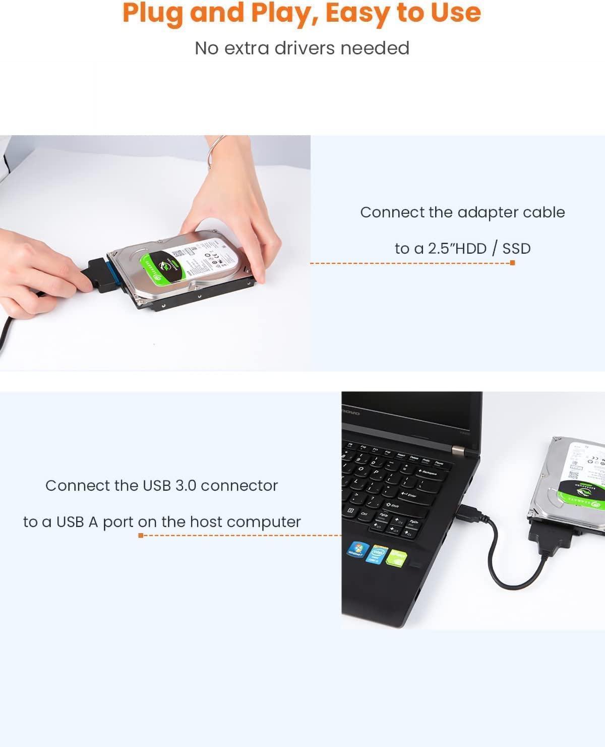 NÖRDIC USB-A–SATA-sovitin 2.5 SATA III HDD 5Gbps