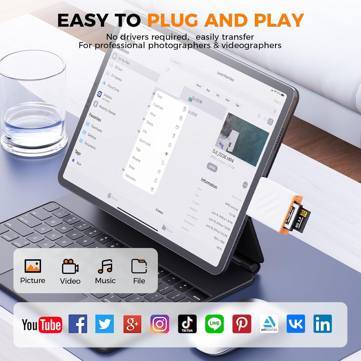 NÖRDIC USB-A, USB-C 3.0 Kortinlukija 2 Slot CFexpress Type B, SD3.0 UHS-I