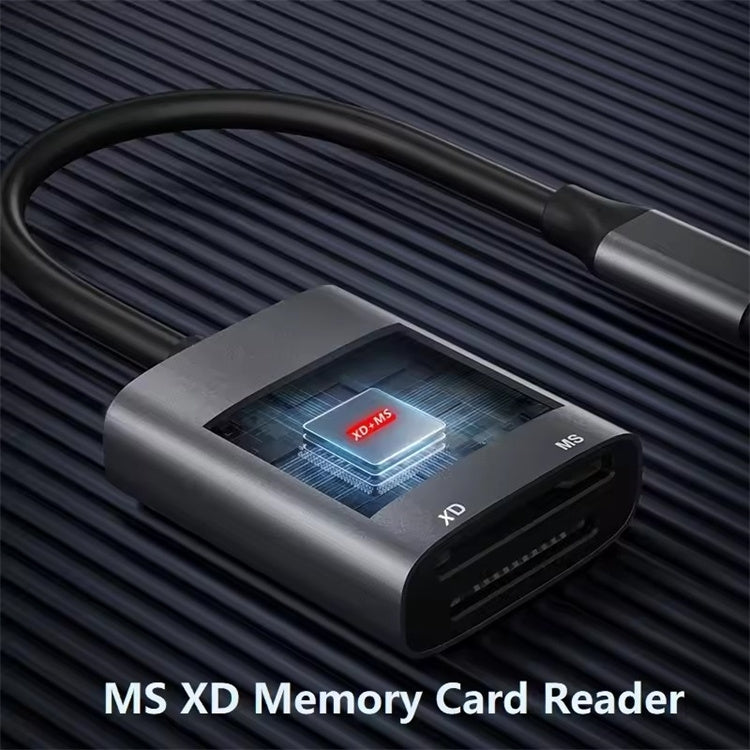 NÖRDIC USB-C/USB-A -kortinlukija, 2 korttipaikkaa, MS, xD UHS-I