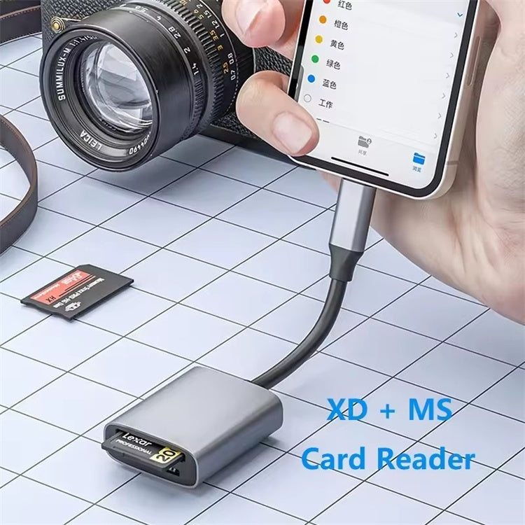 NÖRDIC USB-C/USB-A -kortinlukija, 2 korttipaikkaa, MS, xD UHS-I