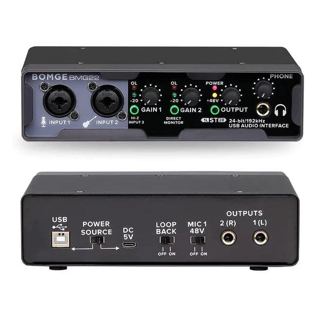 NÖRDIC USB Audio Interface kaksi tuloa 24 bit 192 KHz XLR/TRS