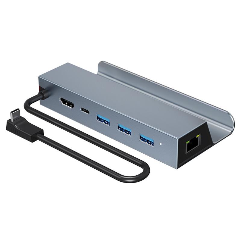 NÖRDIC USB-C 1–6 -telakointiasema Steam Deckille, HDMI 2.0 4k60Hz, RJ45, USB-A 3.0 5 Gbps, 100 W USB-C PD