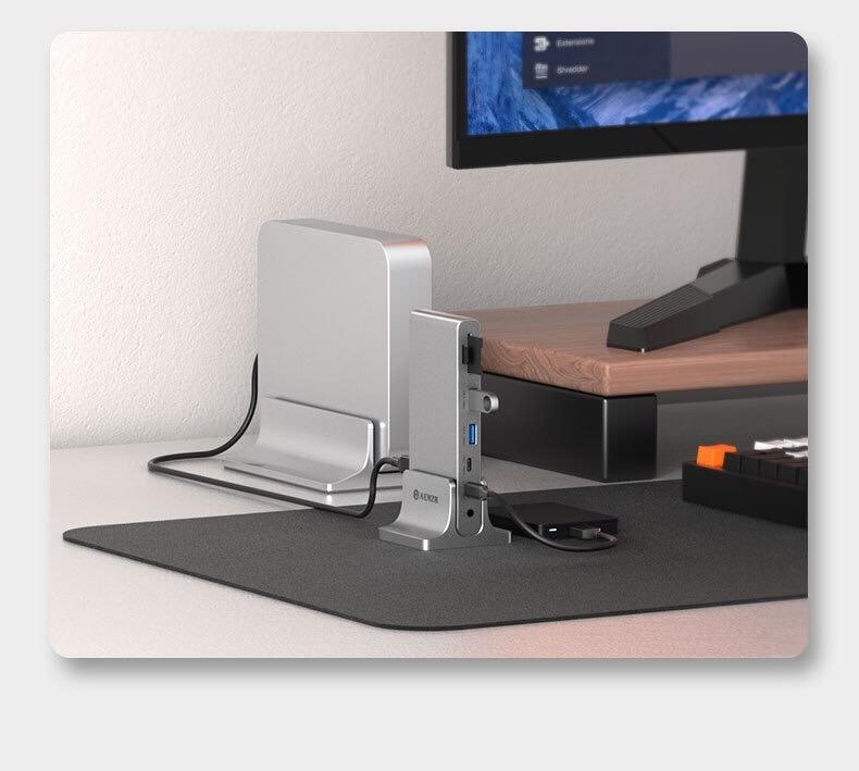 NÖRDIC USB-C 1-12 Telakointiasema 1xDP 8K30Hz 1xHDMI 8K30Hz 1xRJ45 GigaLan 1xUSB-C PD100W 3xUSB 10G 1xUSB 5G 1xSD 1XMicroSD AUX 1x3.5mm