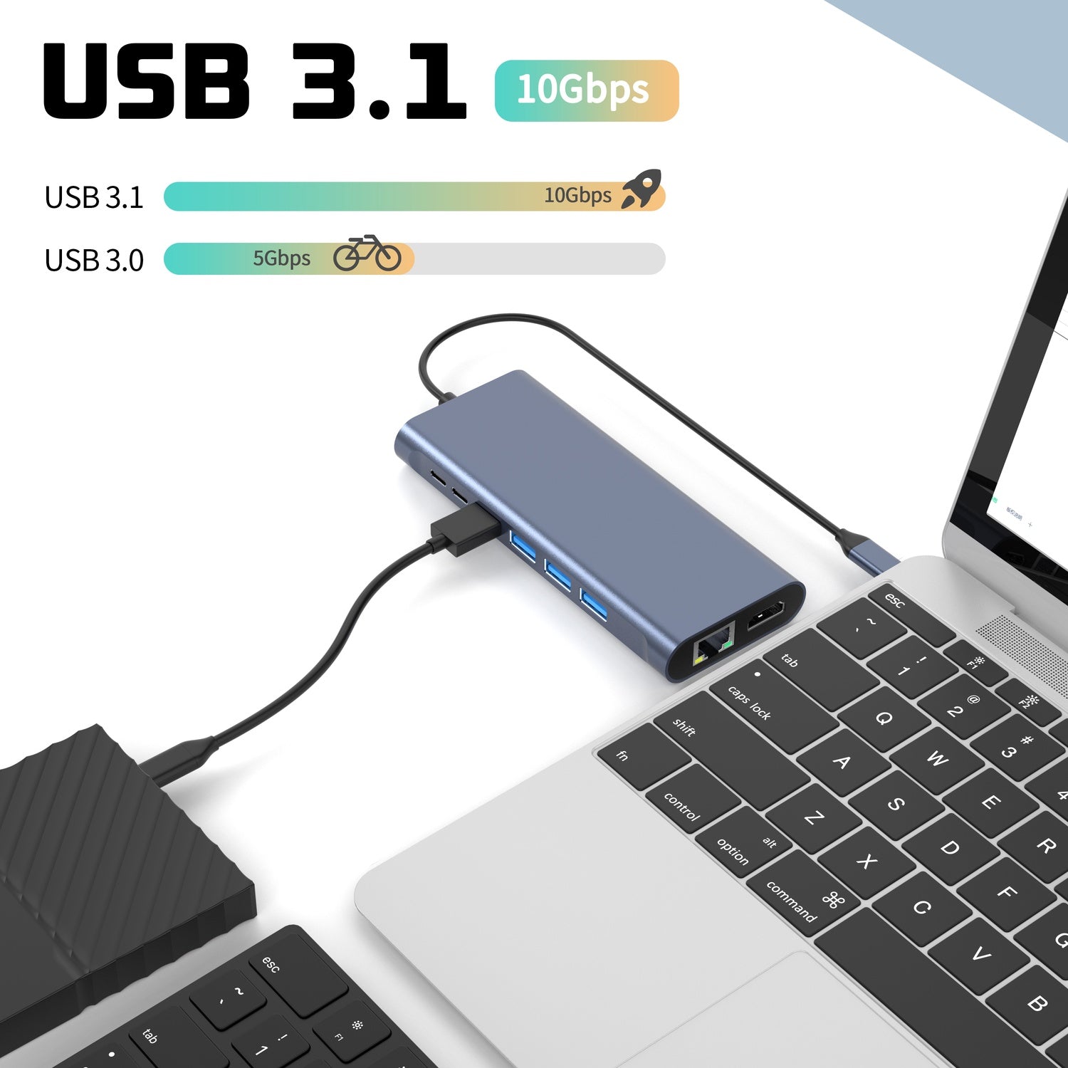 NÖRDIC USB-C 1 to 14 Docking station Tripple Display USB 1x10G 1xUSB 5G 100WPD