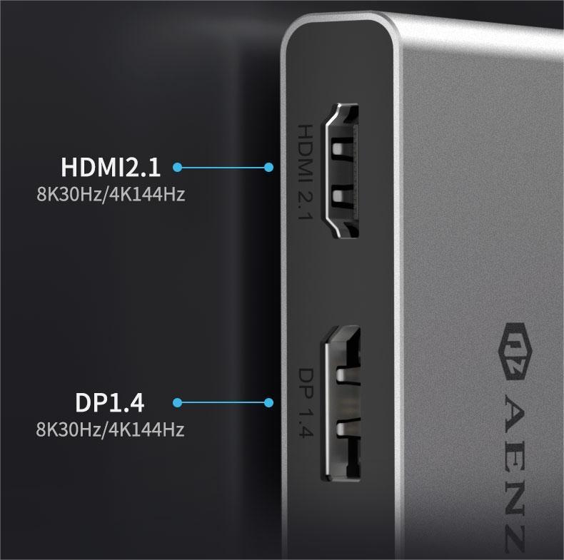 NÖRDIC USB-C 1-4 telakointiasema 1xDP8K30Hz 1xHDMI8K30Hz 1xUSB-C PD 100W 1xUSB-A 2.0