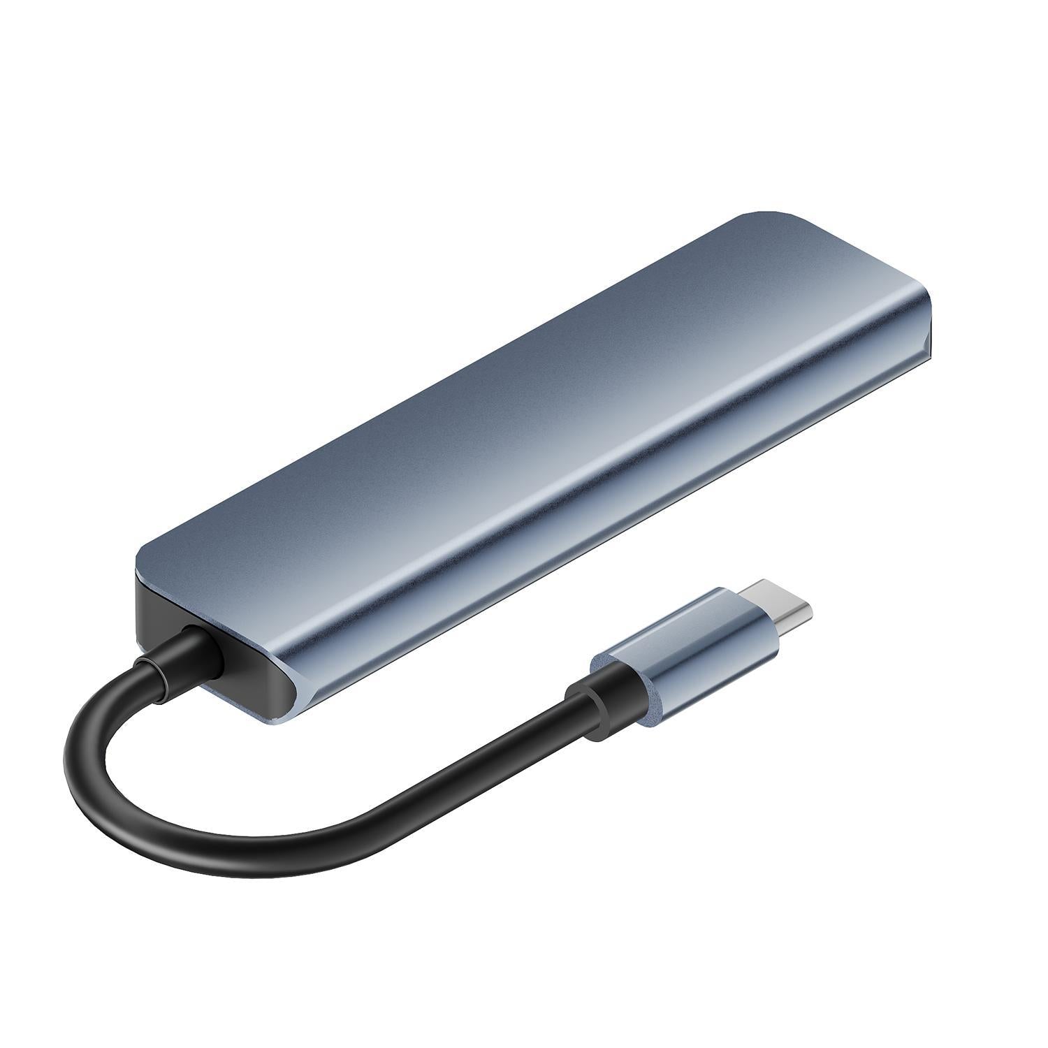 NÖRDIC USB-C 5-porttinen keskitin 3xUSB-A 2.0, 1xUSB-A 3.1 ja 1xUSB-C DP100W