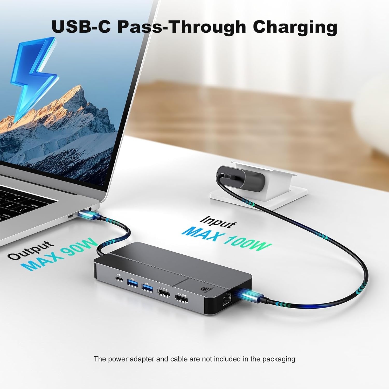 NÖRDIC USB-C Telakointiasema 1-10 2xHDMI 4K60Hz 1xPD100W 1xRJ45 GigaLan 1xSD/MicroSD 2xUSB-A 1xUSB-C 1xAudio-tuki MacBook M1, M2, M3 ja M4
