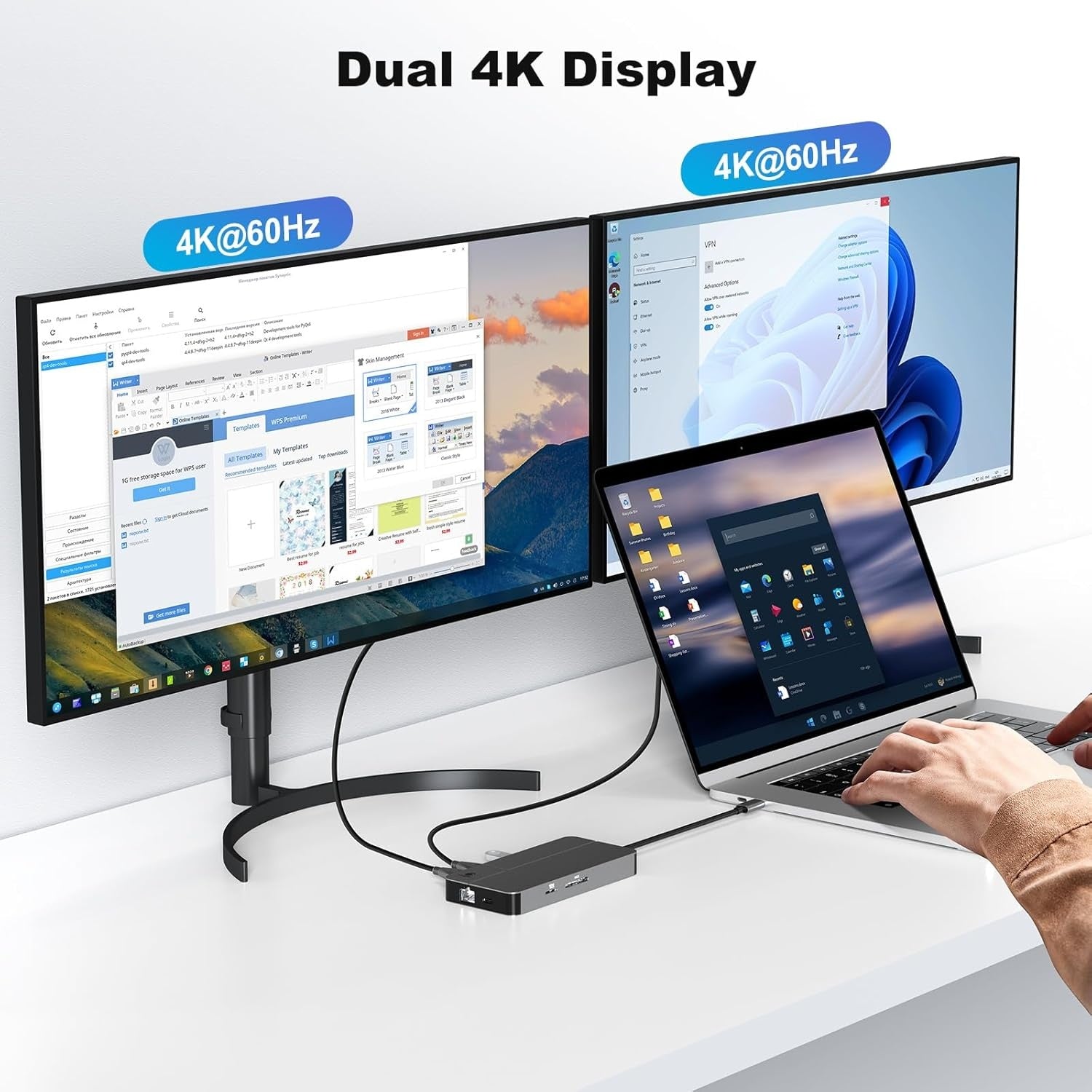 NÖRDIC USB-C Telakointiasema 1-10 2xHDMI 4K60Hz 1xPD100W 1xRJ45 GigaLan 1xSD/MicroSD 2xUSB-A 1xUSB-C 1xAudio-tuki MacBook M1, M2, M3 ja M4